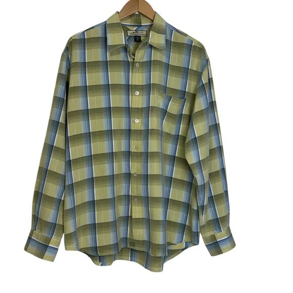 Tommy Bahama Men's Button Down Yellow Blue Green Plaid Shirt Size XL - Picture 2 of 9